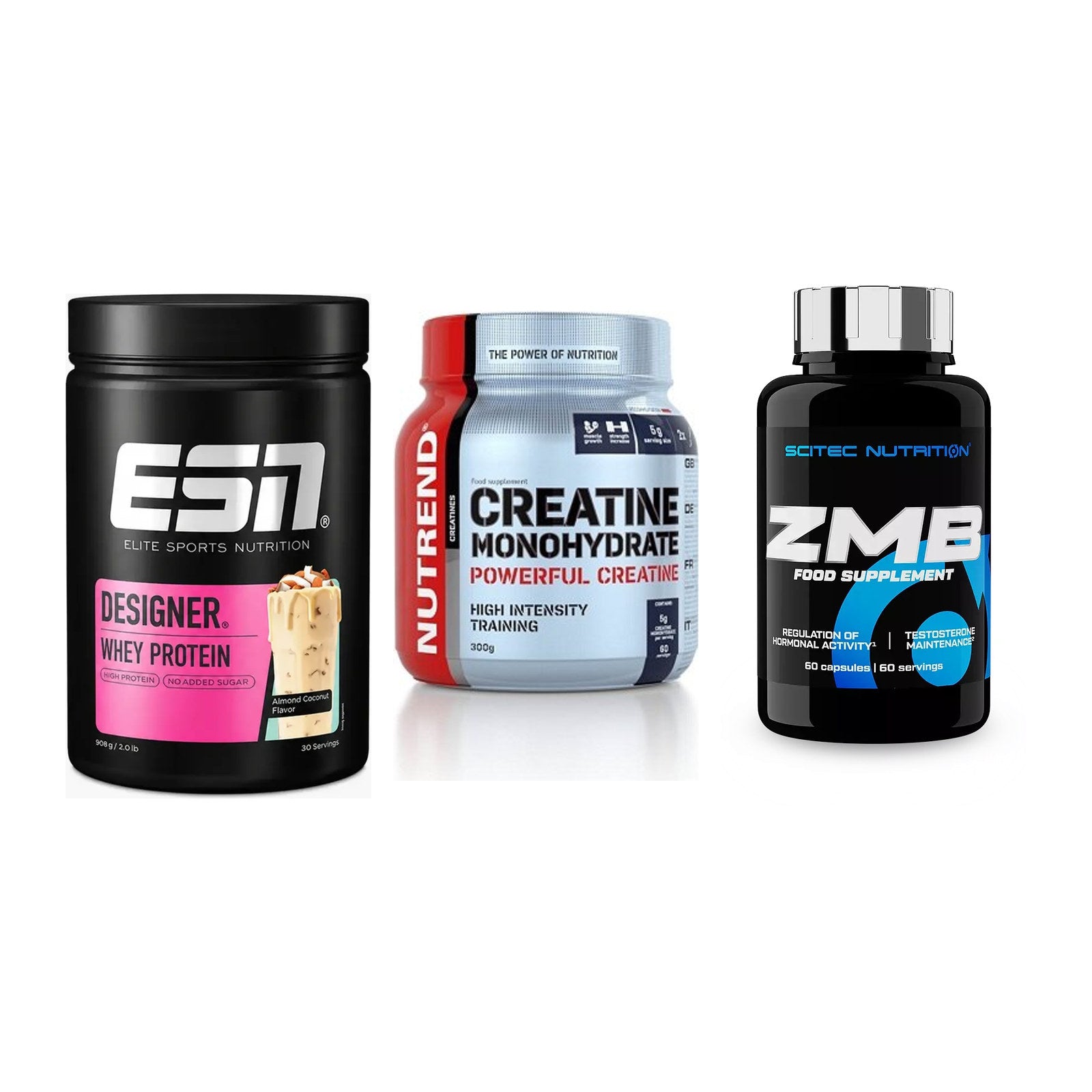 Einsteiger-Set: ESN Designer + Nutrend Creatine + Scitec ZMB – alle enthaltenen Artikel