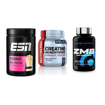 Einsteiger-Set: ESN Designer + Nutrend Creatine + Scitec ZMB – alle enthaltenen Artikel