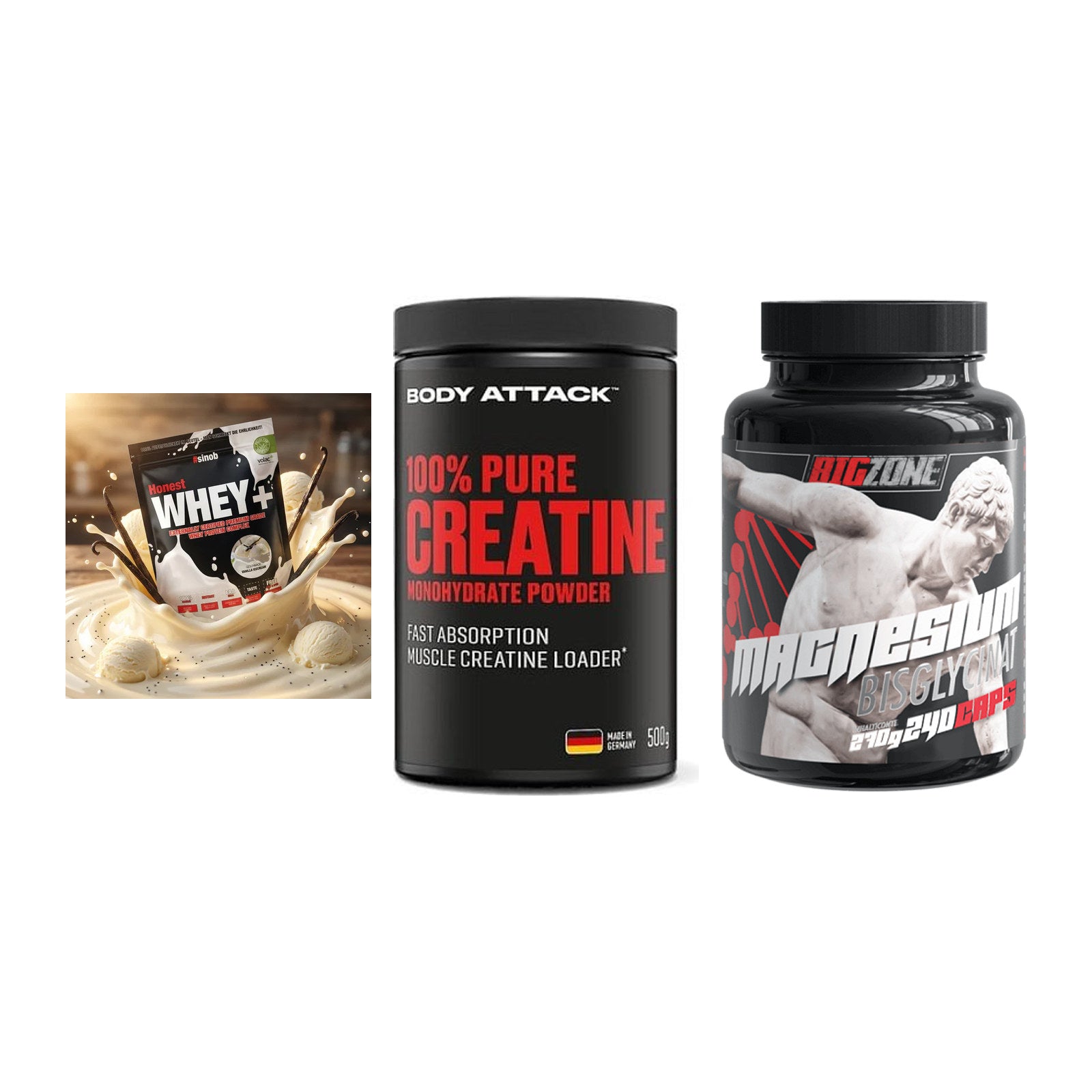 Einsteiger-Set: Sinob Honest + Body Attack 100% + Big Zone Magnesi – alle enthaltenen Artikel