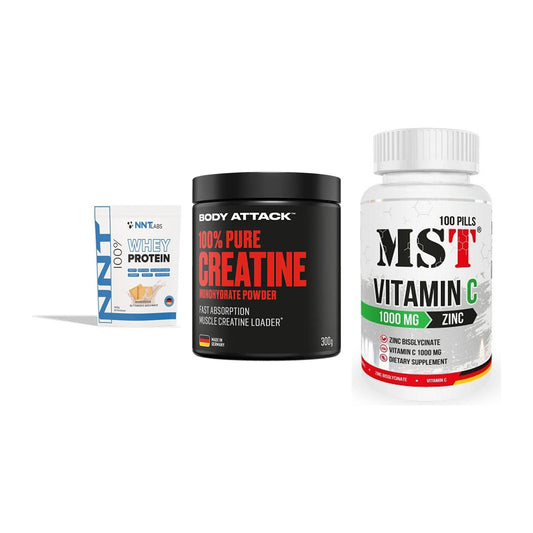 Einsteiger-Set: NNT Whey + Body Attack 100% + MST Vitamin C – alle enthaltenen Artikel