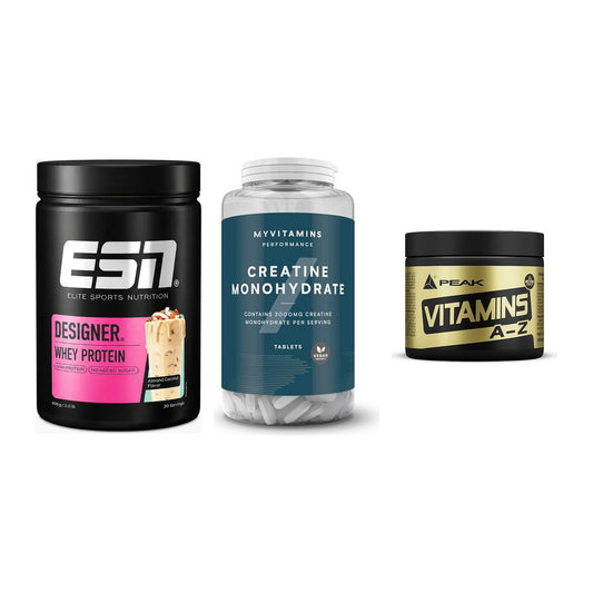 Einsteiger-Set: ESN Designer + MyProtein + Peak Vitamin A-Z – alle enthaltenen Artikel