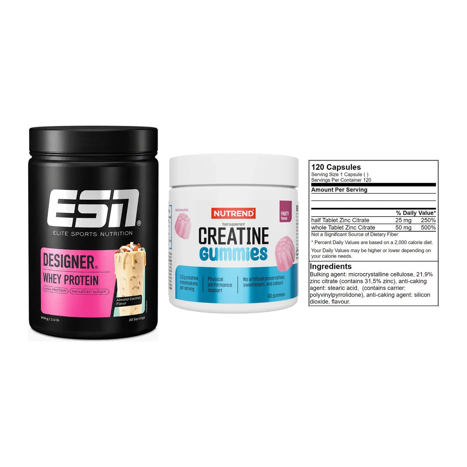 Einsteiger-Set: ESN Designer + Nutrend Creatine + GN Zinc Citrate – alle enthaltenen Artikel