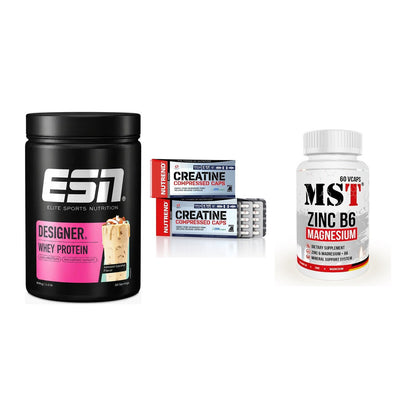 Einsteiger-Set: ESN Designer + Nutrend Creatine + MST Zinc – alle enthaltenen Artikel