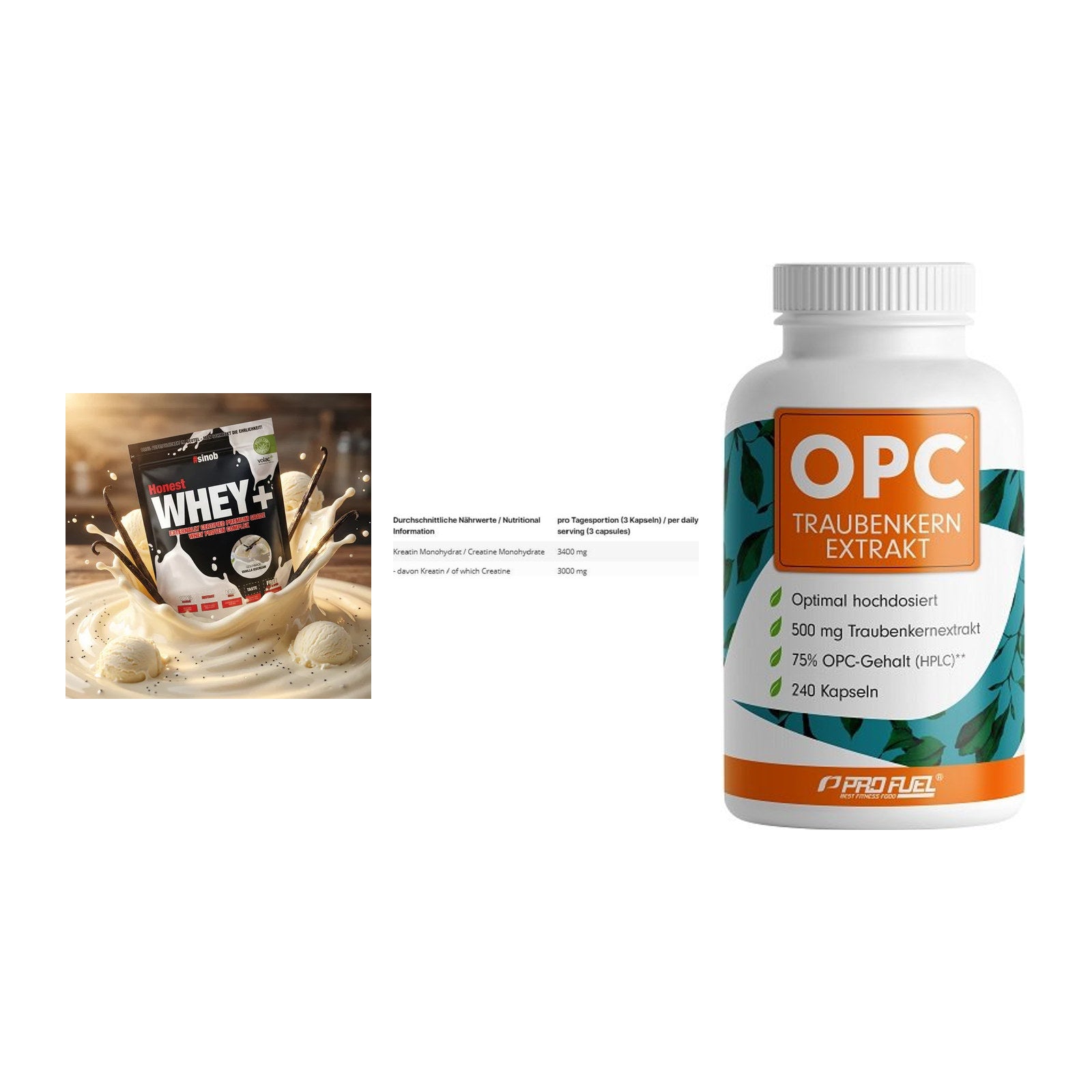 Einsteiger-Set: Sinob Honest + INLEAD Creatine + ProFuel OPC – alle enthaltenen Artikel