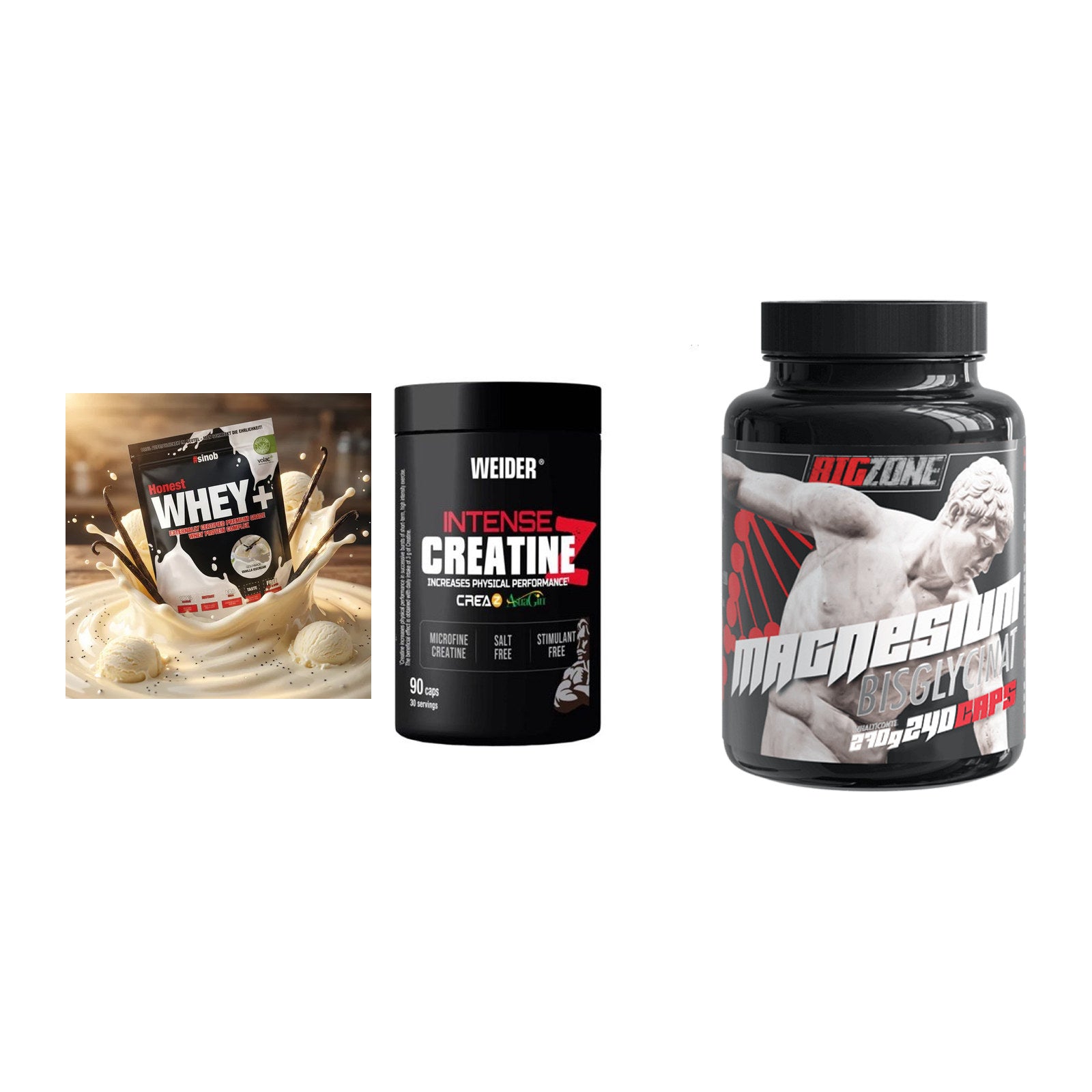 Einsteiger-Set: Sinob Honest + Weider Intense + Big Zone Magnesi – alle enthaltenen Artikel