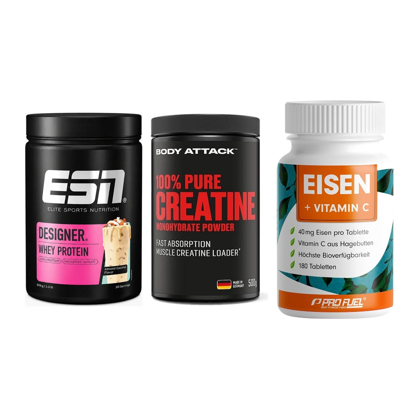 Einsteiger-Set: ESN Designer + Body Attack 100% + ProFuel EISEN – alle enthaltenen Artikel