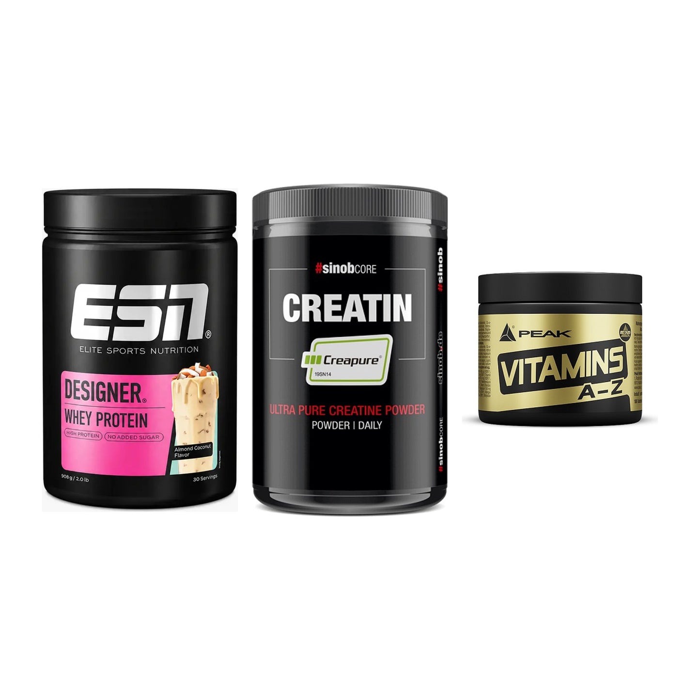 Einsteiger-Set: ESN Designer + Sinob Creatin + Peak Vitamin A-Z – alle enthaltenen Artikel