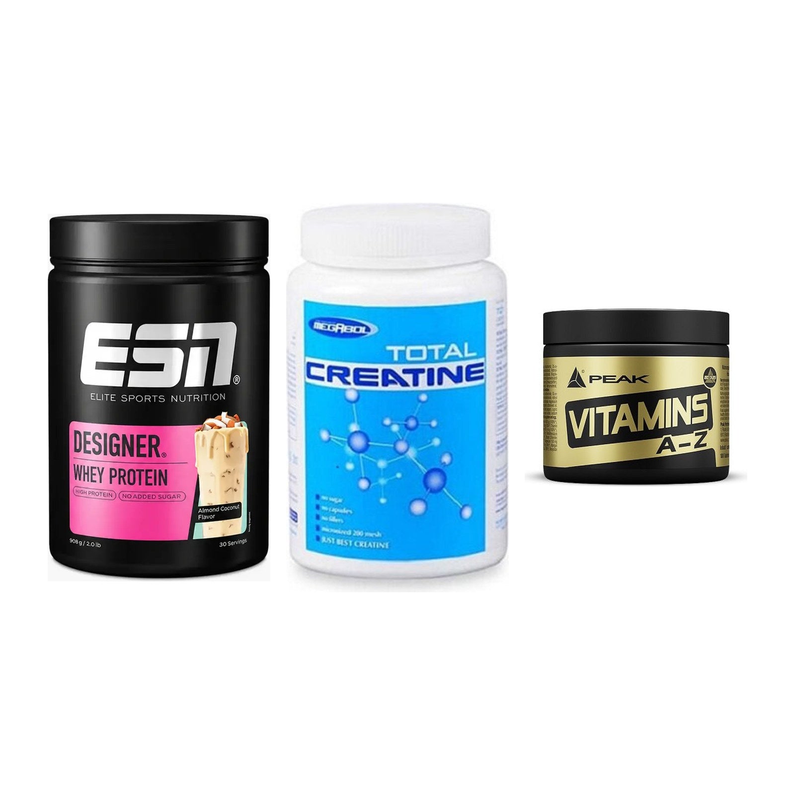 Einsteiger-Set: ESN Designer + Megabol Total + Peak Vitamin A-Z – alle enthaltenen Artikel