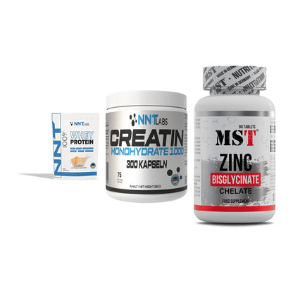 Einsteiger-Set: NNT Whey + NNT Creatin 1000 + MST Zinc Chelate – alle enthaltenen Artikel