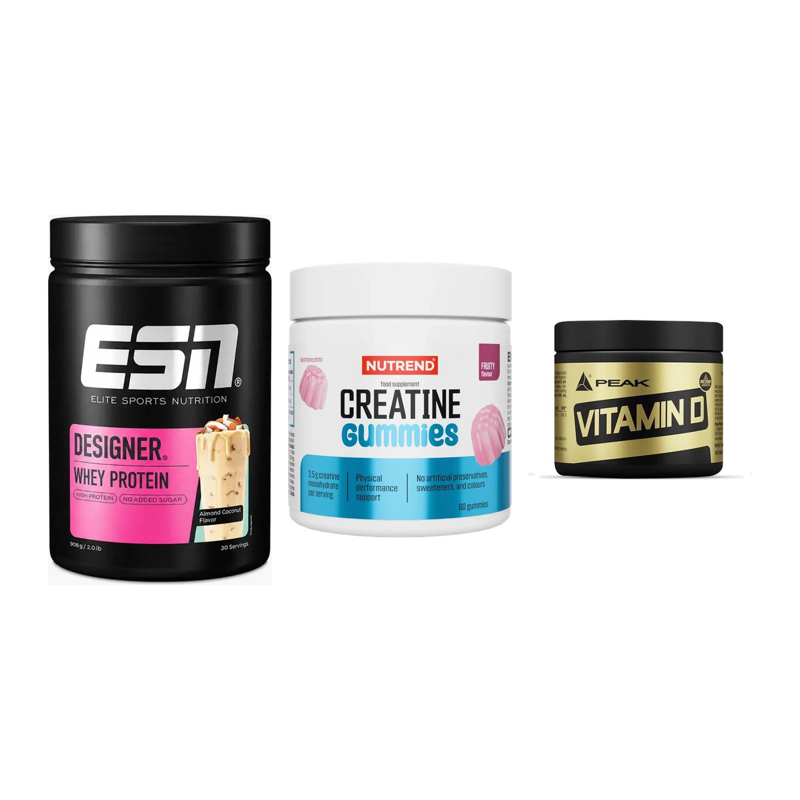 Einsteiger-Set: ESN Designer + Nutrend Creatine + Peak Vitamin D – alle enthaltenen Artikel