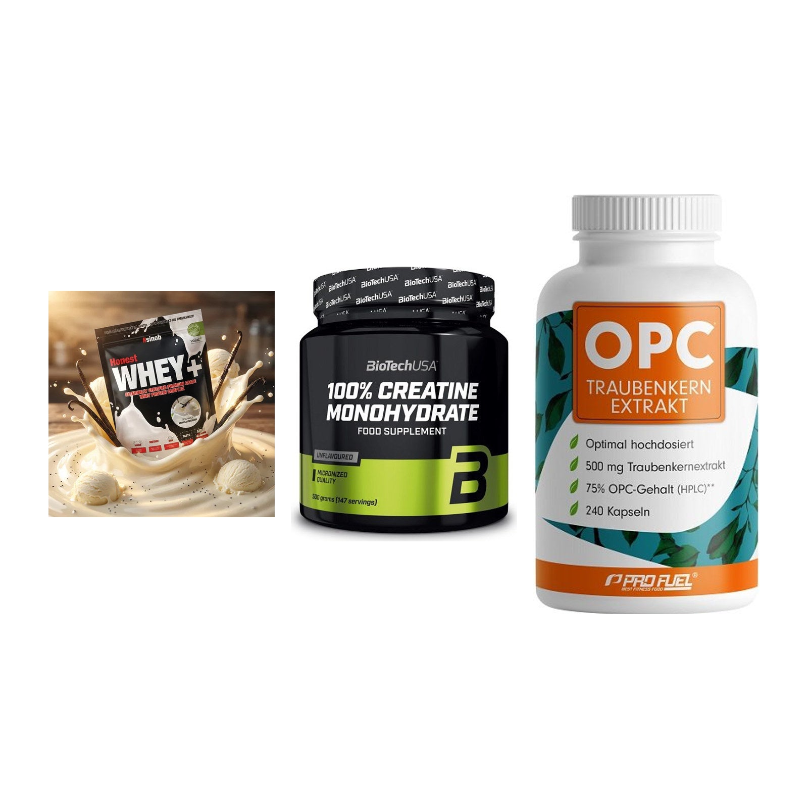 Einsteiger-Set: Sinob Honest + BioTech Creatine + ProFuel OPC – alle enthaltenen Artikel
