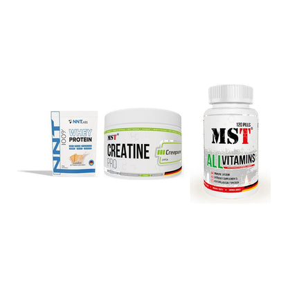 Einsteiger-Set: NNT Whey + MST Creatin Pro + MST All Vitamins – alle enthaltenen Artikel