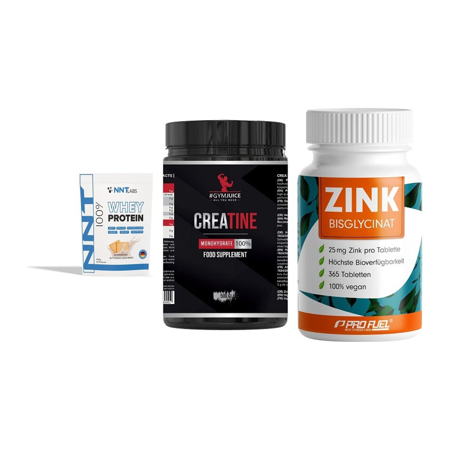 Einsteiger-Set: NNT Whey + #GYMJUICE + ProFuel Zink – alle enthaltenen Artikel