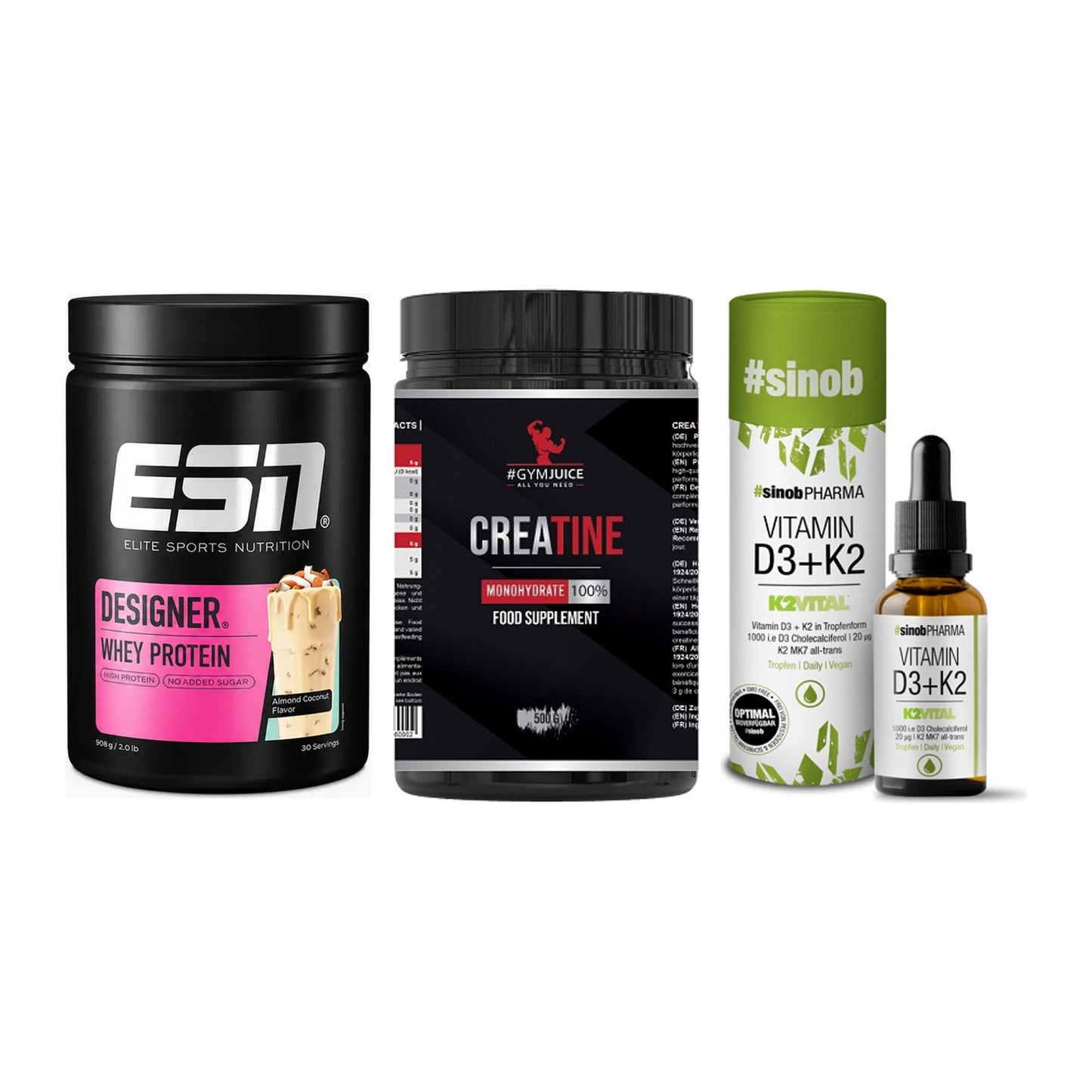Einsteiger-Set: ESN Designer + #GYMJUICE + Sinob Vitamin D3 – alle enthaltenen Artikel