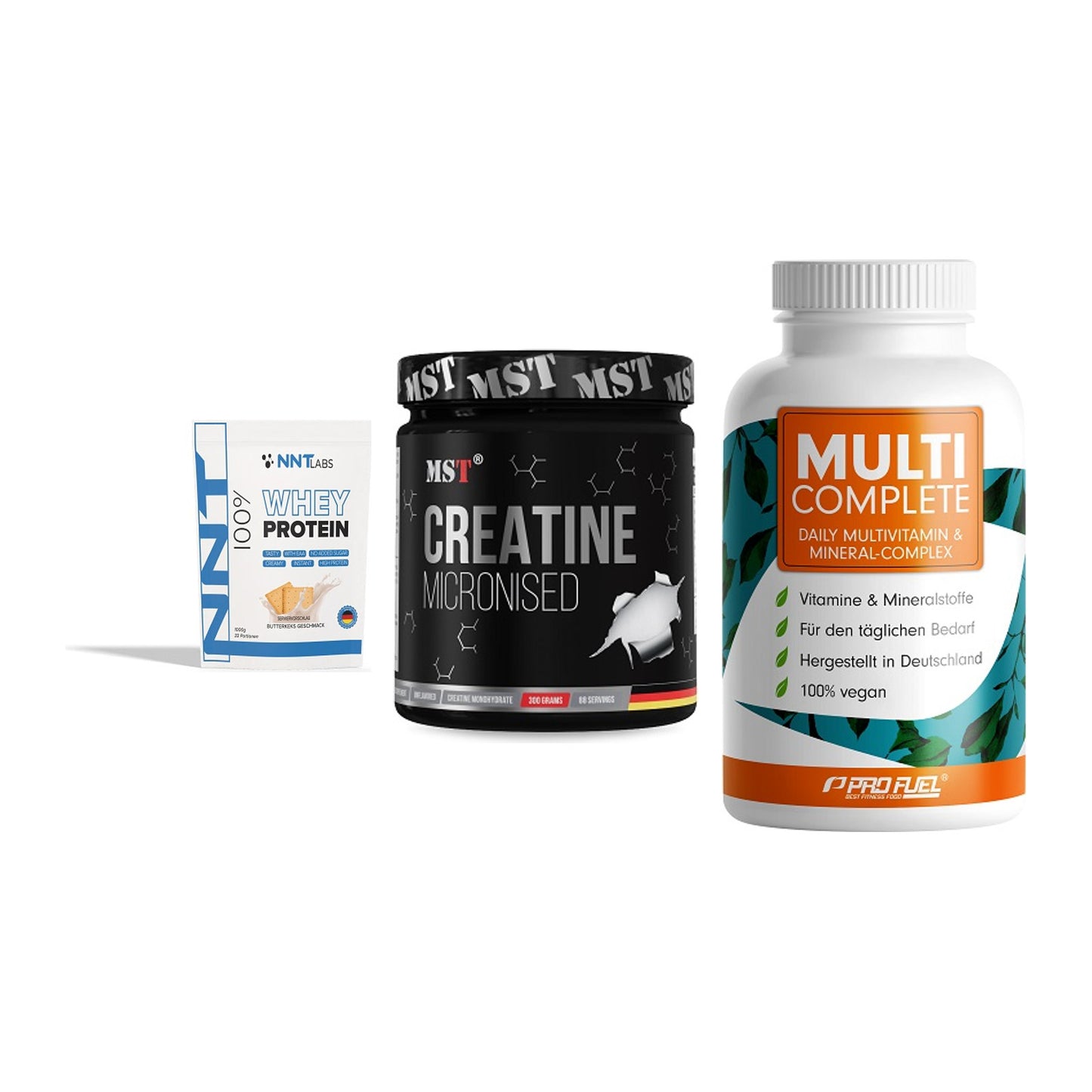 Einsteiger-Set: NNT Whey + MST Creatin + ProFuel MULTI – alle enthaltenen Artikel