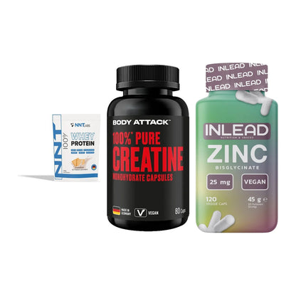 Einsteiger-Set: NNT Whey + Body Attack 100% + INLEAD Zink – alle enthaltenen Artikel