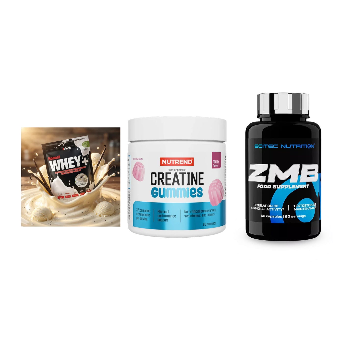Einsteiger-Set: Sinob Honest + Nutrend Creatine + Scitec ZMB – alle enthaltenen Artikel