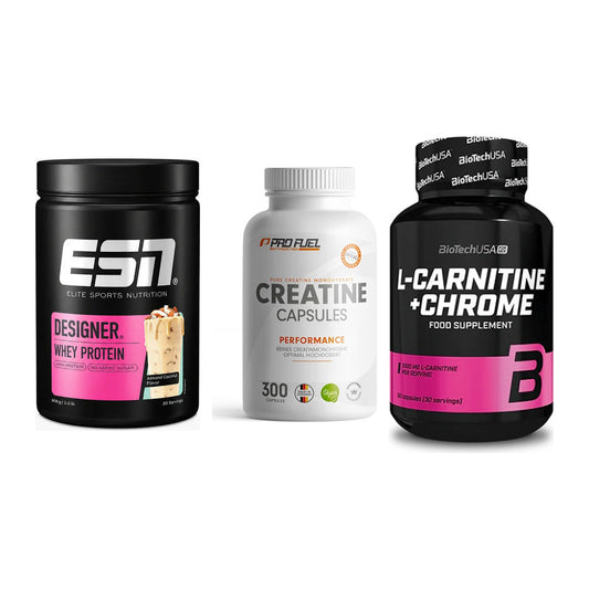 Einsteiger-Set: ESN Designer + ProFuel Creatine + BioTech L-Carnit – alle enthaltenen Artikel