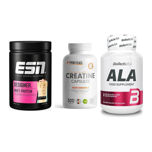 Einsteiger-Set: ESN Designer + ProFuel Creatine + BioTech ALA – alle enthaltenen Artikel
