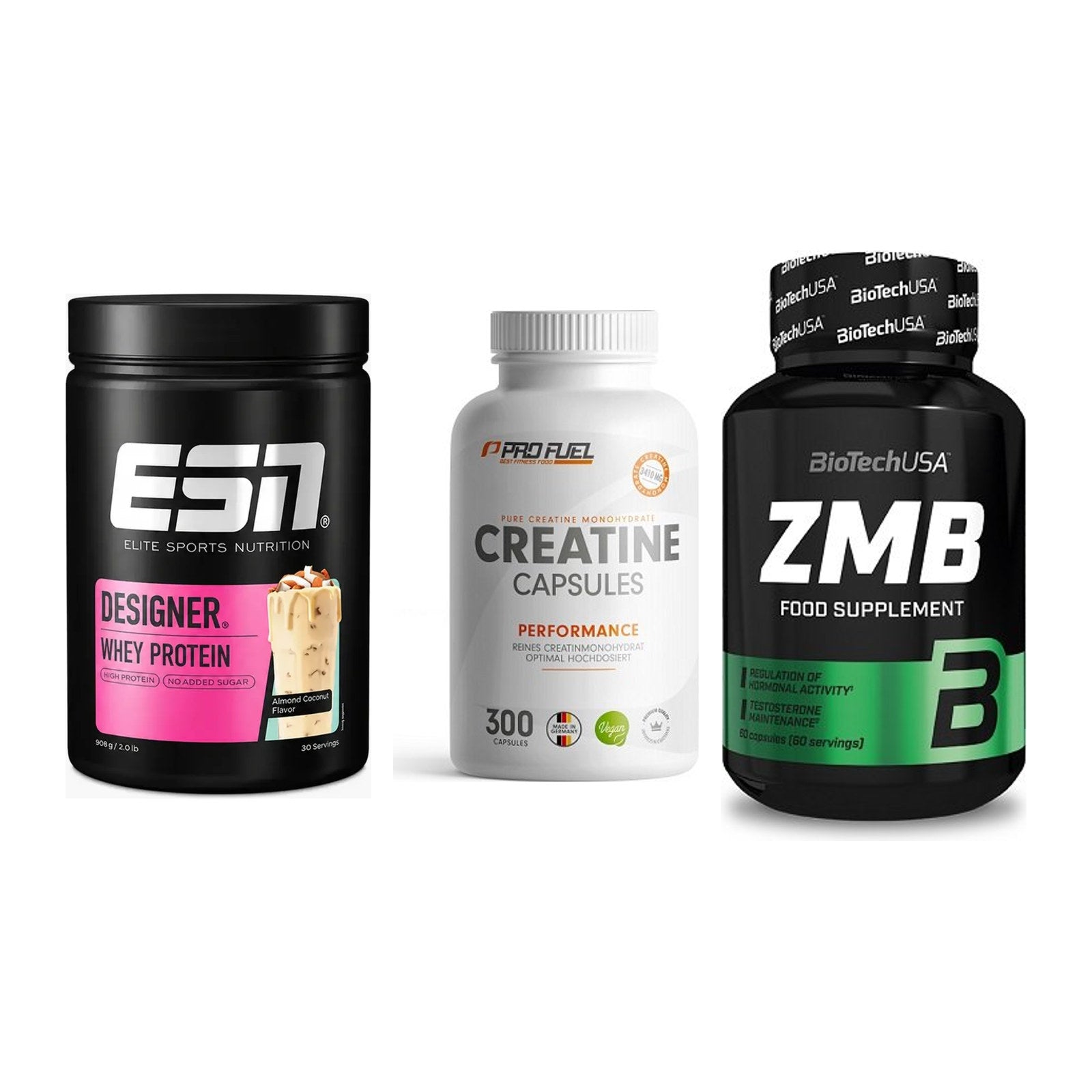 Einsteiger-Set: ESN Designer + ProFuel Creatine + BioTech ZMB – alle enthaltenen Artikel
