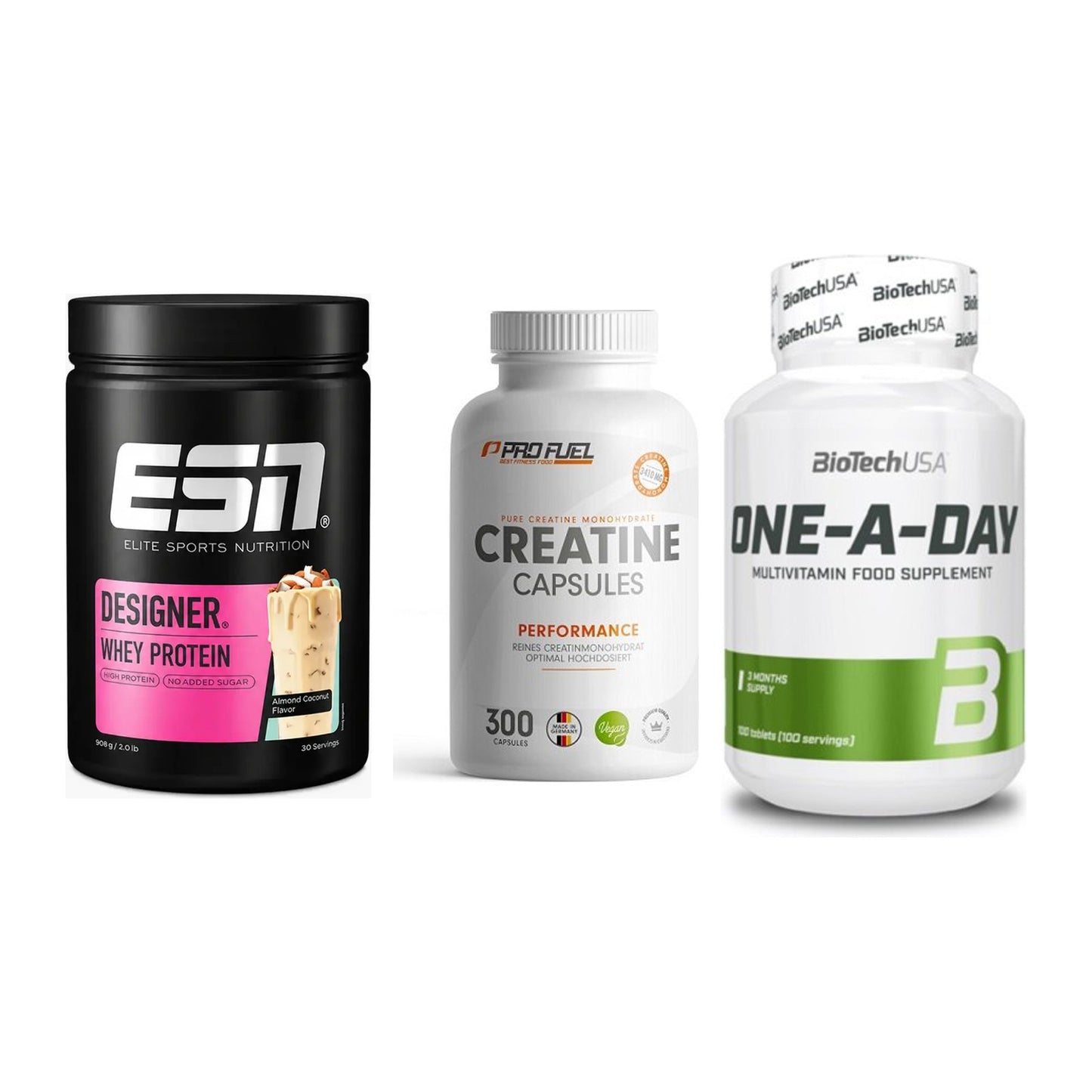 Einsteiger-Set: ESN Designer + ProFuel Creatine + BioTech One A – alle enthaltenen Artikel