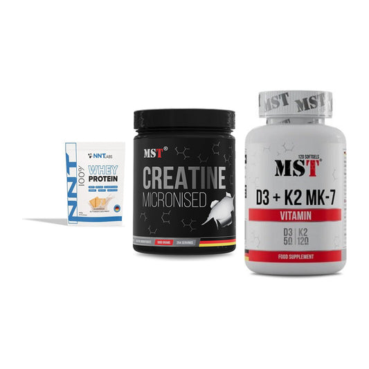 Einsteiger-Set: NNT Whey + MST Creatin + MST Vitamin D3 – alle enthaltenen Artikel