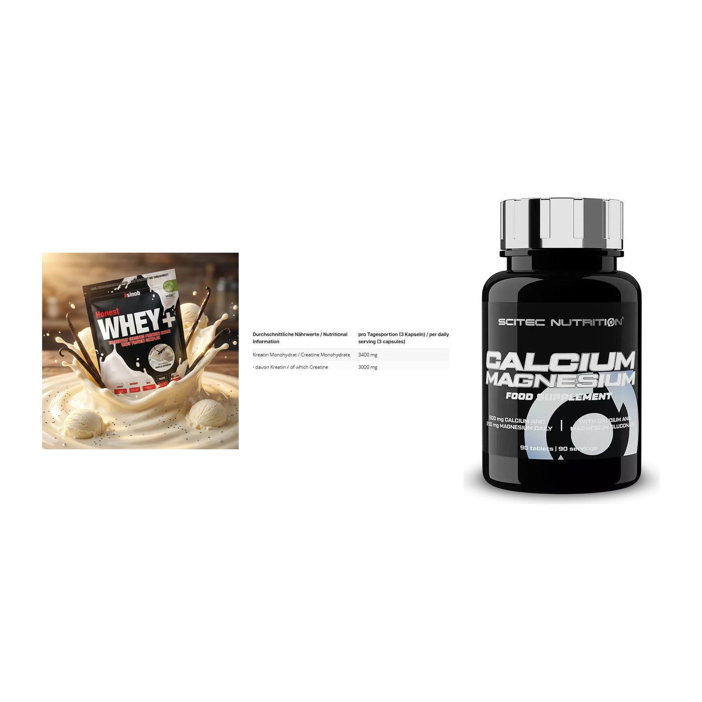 Einsteiger-Set: Sinob Honest + INLEAD Creatine + Scitec Calcium – alle enthaltenen Artikel