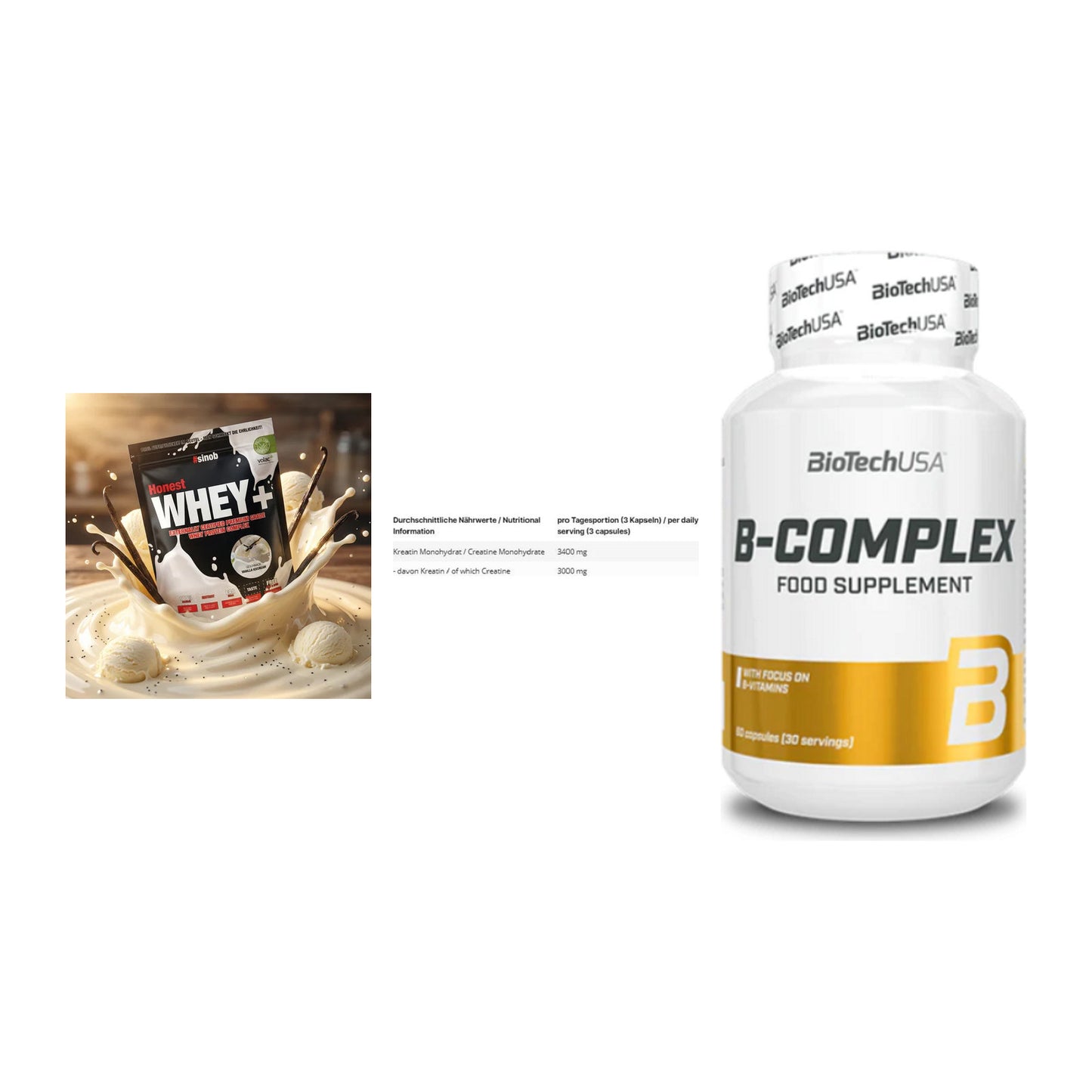 Einsteiger-Set: Sinob Honest + INLEAD Creatine + BioTech B – alle enthaltenen Artikel