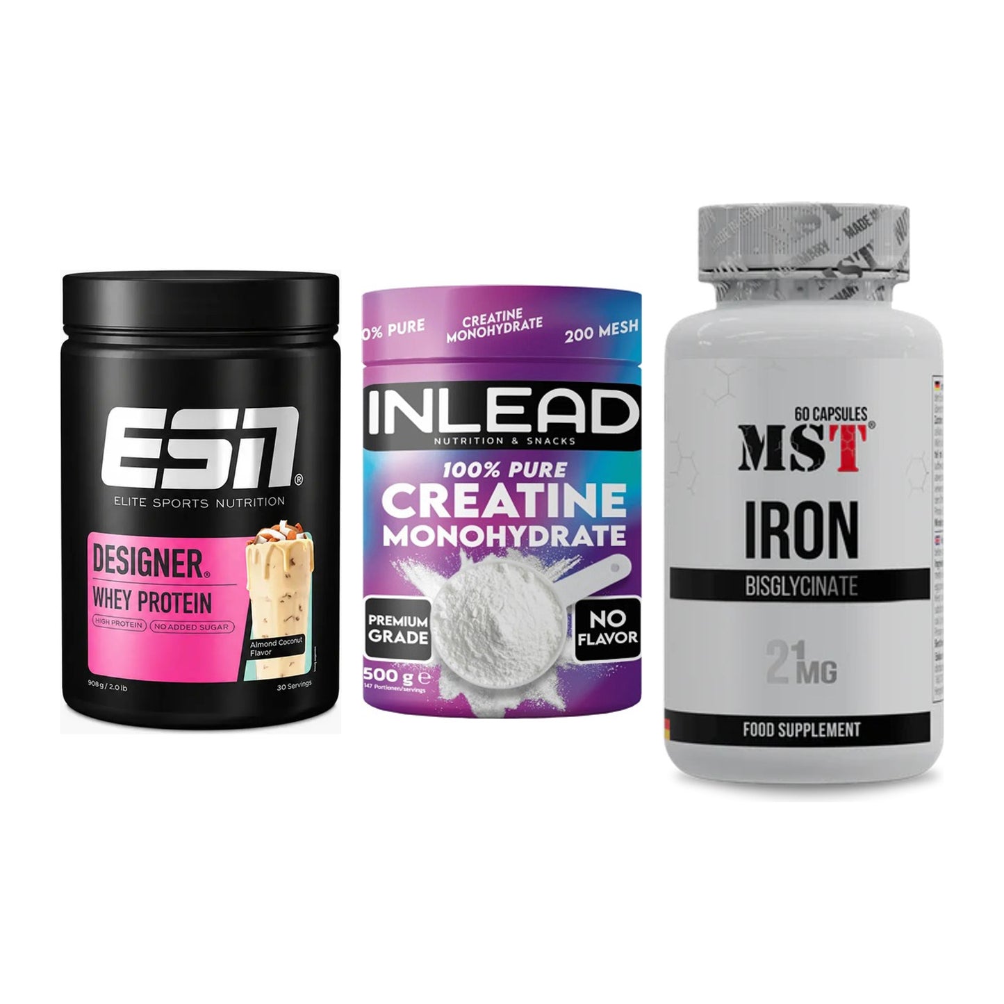 Einsteiger-Set: ESN Designer + INLEAD Creatine + MST Iron Bisglyc – alle enthaltenen Artikel