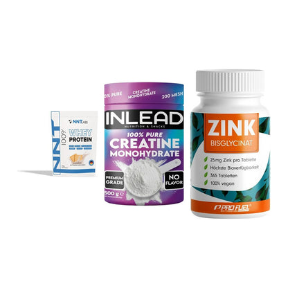 Einsteiger-Set: NNT Whey + INLEAD Creatine + ProFuel Zink – alle enthaltenen Artikel