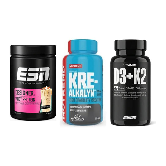 Einsteiger-Set: ESN Designer + Nutrend Kre-Alka + Big Zone Vitamin – alle enthaltenen Artikel