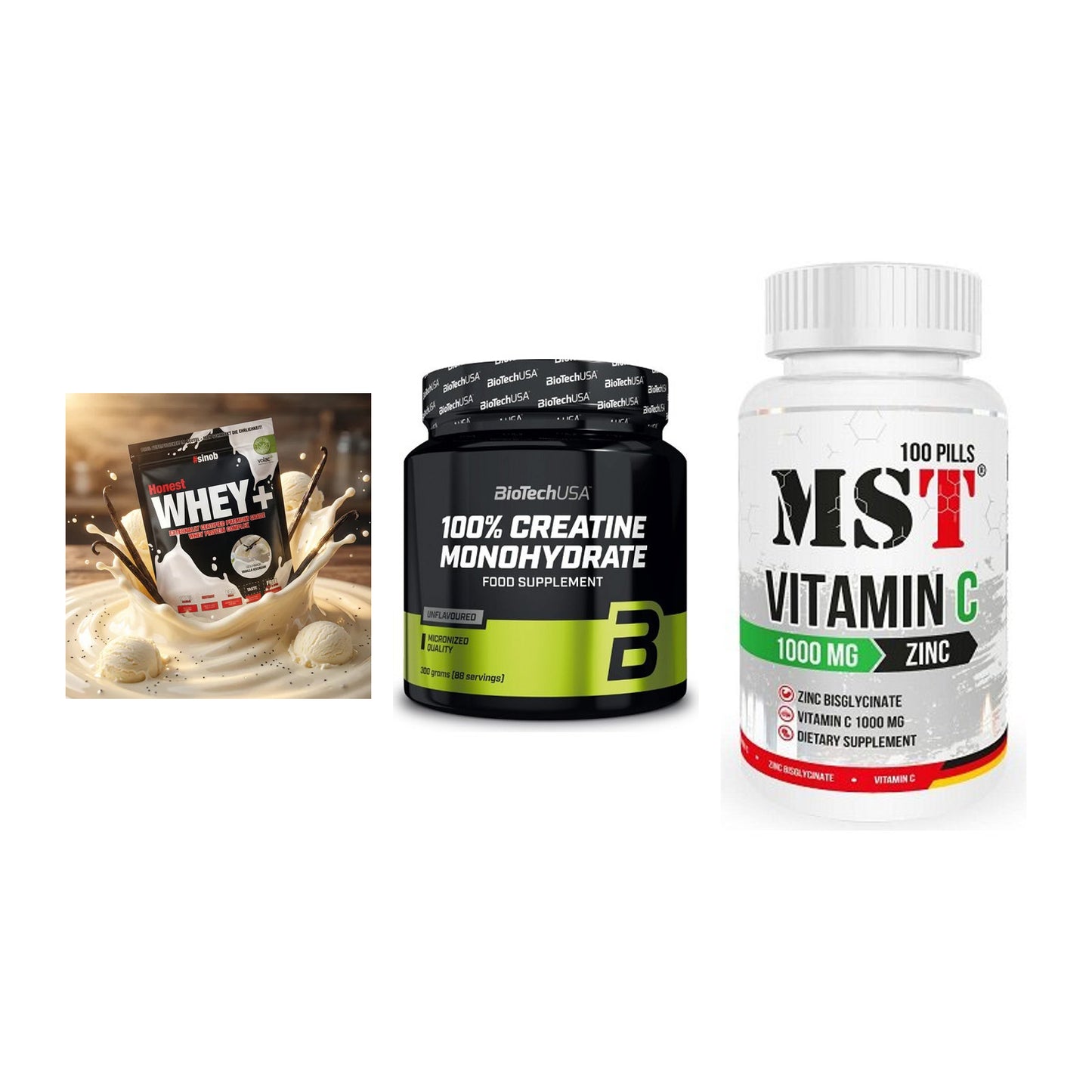 Einsteiger-Set: Sinob Honest + BioTech Creatine + MST Vitamin C – alle enthaltenen Artikel