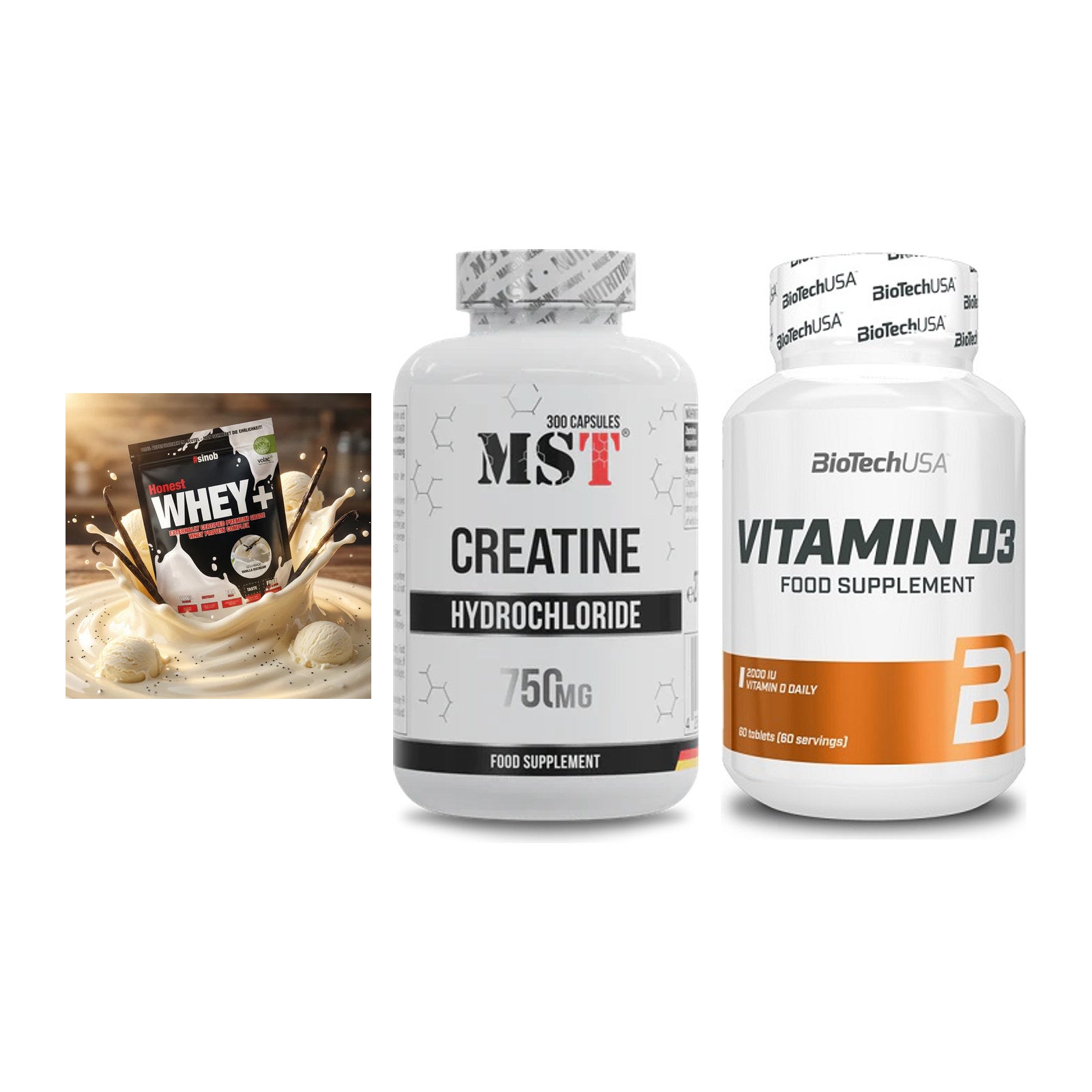 Einsteiger-Set: Sinob Honest + MST Creatine HCL + BioTech Vitamin – alle enthaltenen Artikel