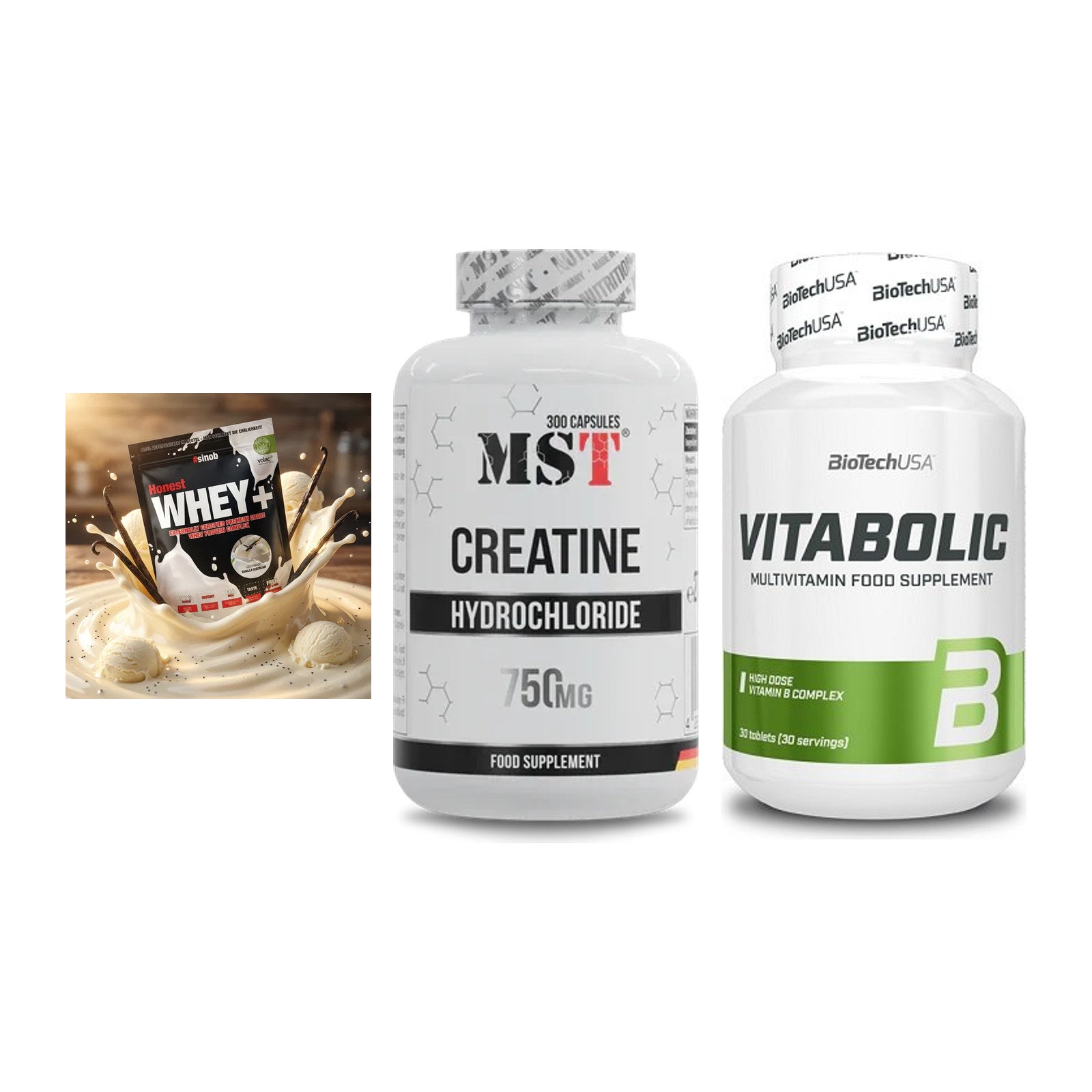Einsteiger-Set: Sinob Honest + MST Creatine HCL + BioTech Vitaboli – alle enthaltenen Artikel