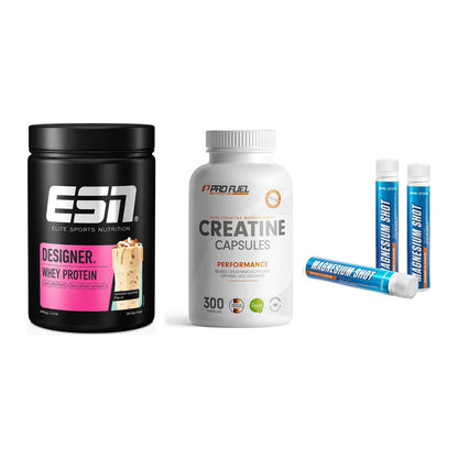 Einsteiger-Set: ESN Designer + ProFuel Creatine + Body Attack – alle enthaltenen Artikel