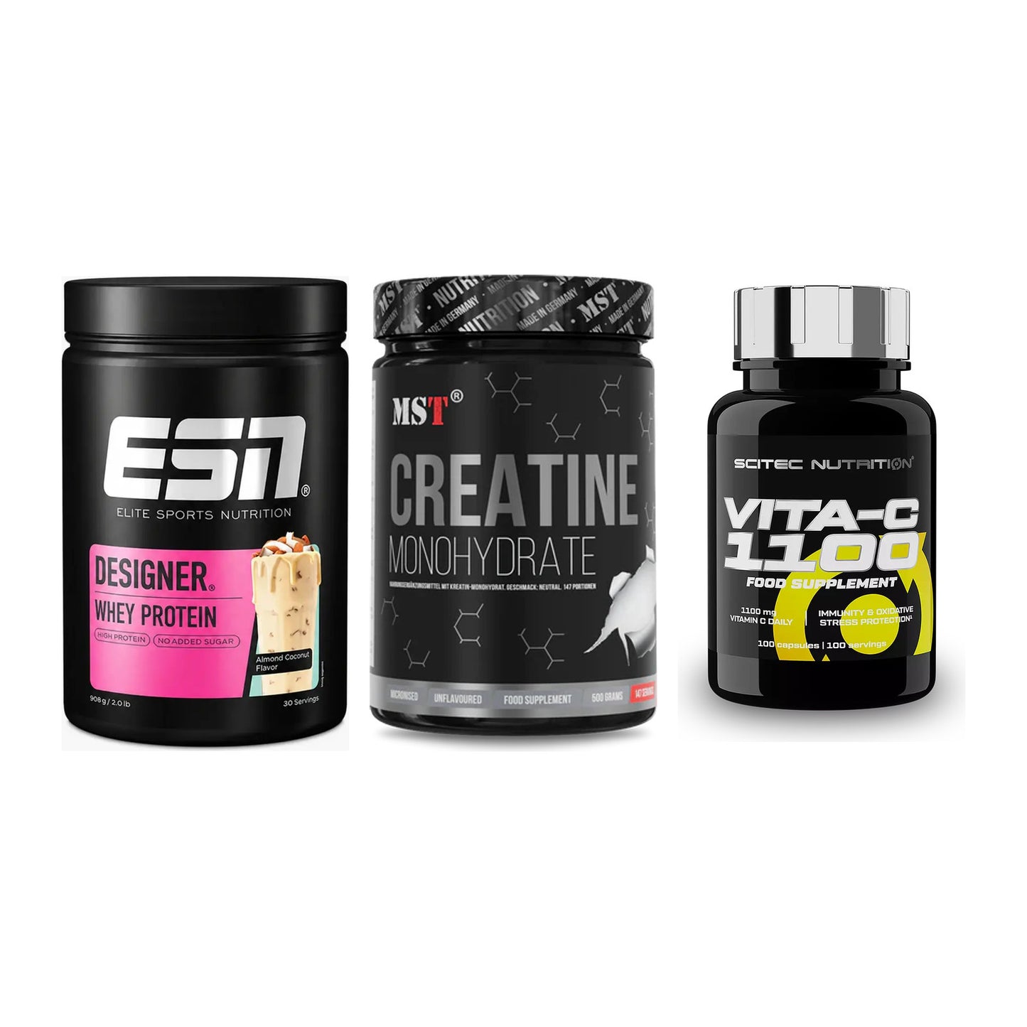 Einsteiger-Set: ESN Designer + MST Creatin + Scitec Vitamin C – alle enthaltenen Artikel
