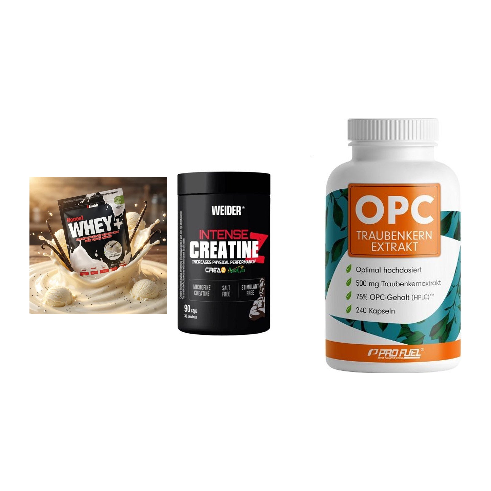 Einsteiger-Set: Sinob Honest + Weider Intense + ProFuel OPC – alle enthaltenen Artikel