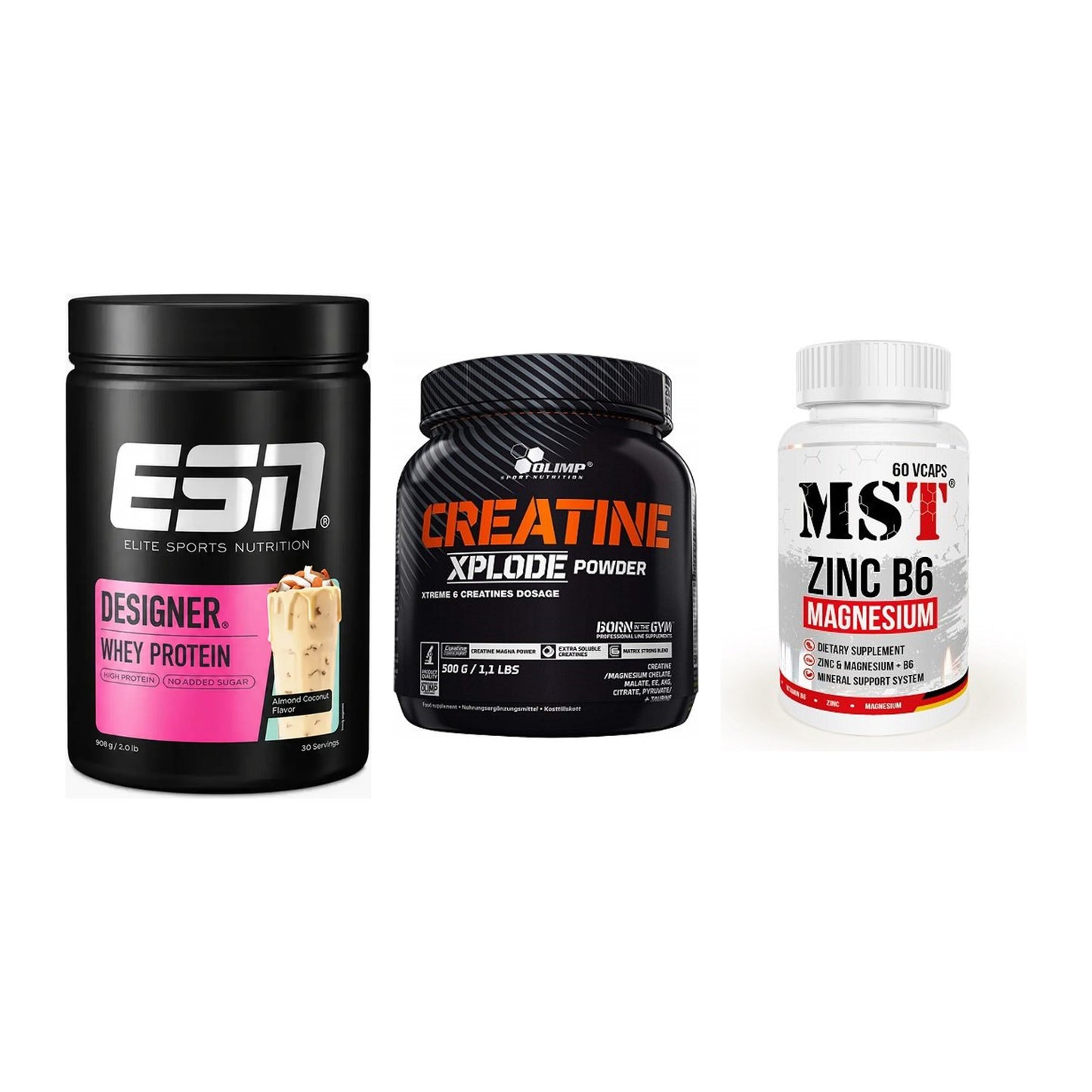 Einsteiger-Set: ESN Designer + Olimp Creatine + MST Zinc – alle enthaltenen Artikel