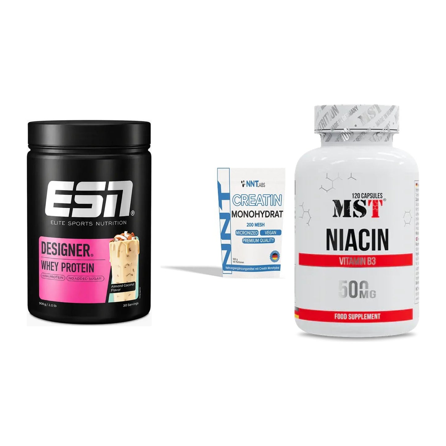 Einsteiger-Set: ESN Designer + NNT Creatin + MST Niacin – alle enthaltenen Artikel