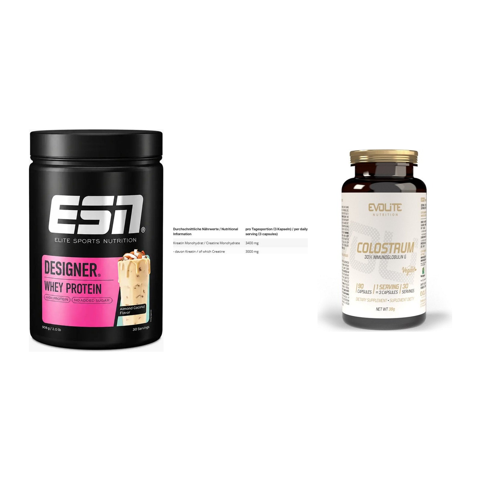 Einsteiger-Set: ESN Designer + INLEAD Creatine + Evolite Nutritio – alle enthaltenen Artikel