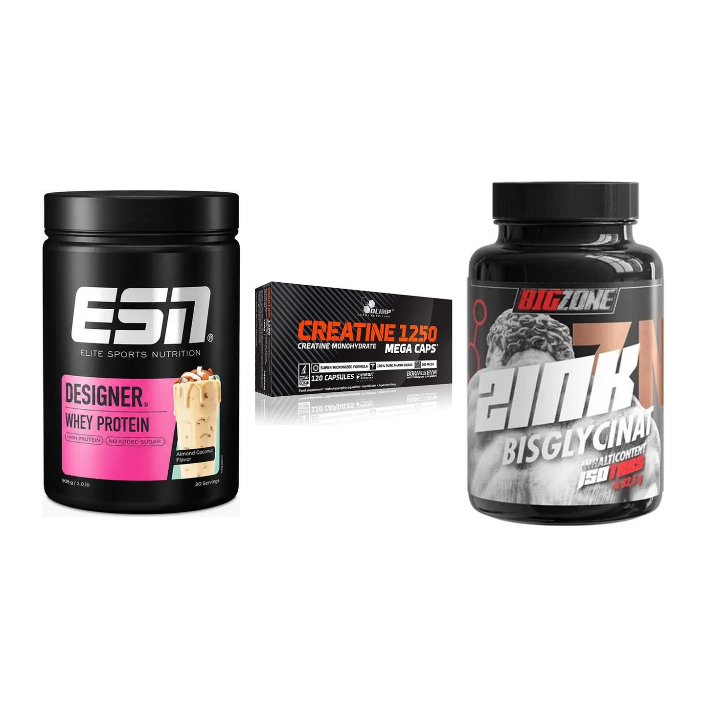 Einsteiger-Set: ESN Designer + Olimp Creatine + Big Zone Zink – alle enthaltenen Artikel