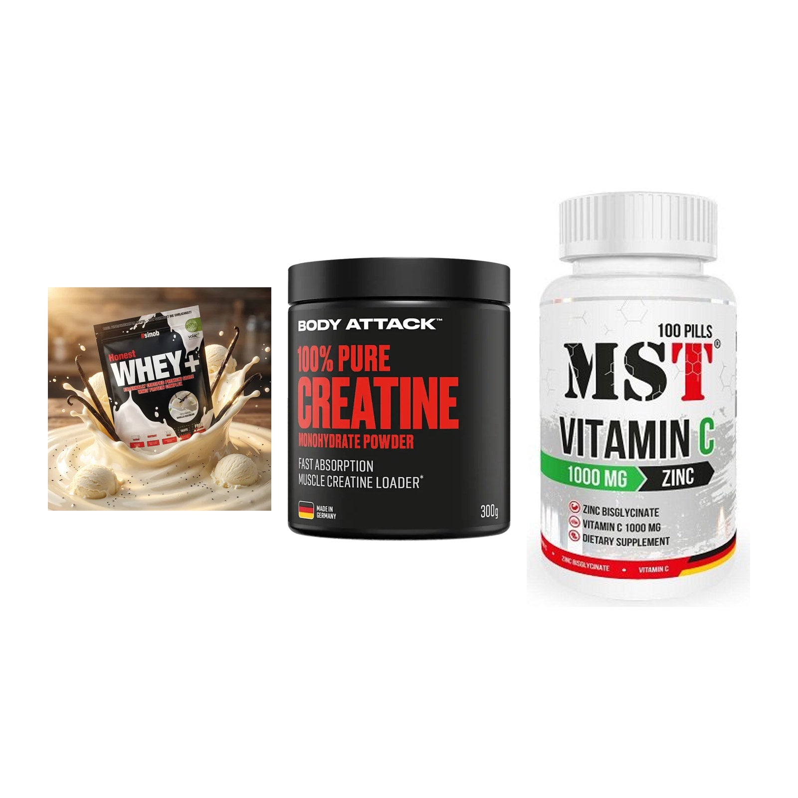 Einsteiger-Set: Sinob Honest + Body Attack 100% + MST Vitamin C – alle enthaltenen Artikel