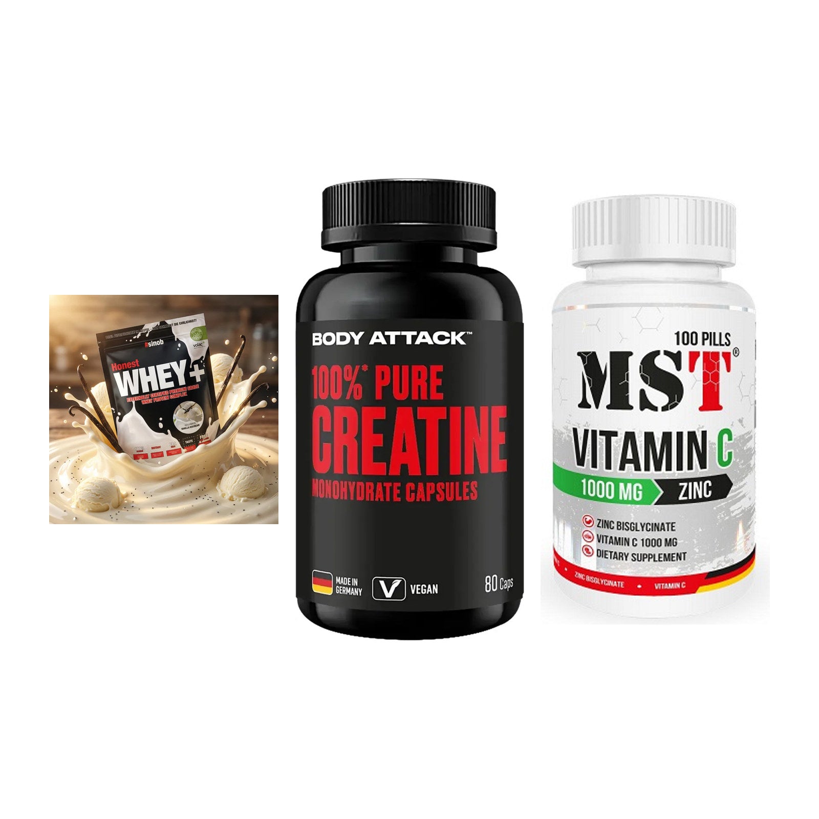 Einsteiger-Set: Sinob Honest + Body Attack 100% + MST Vitamin C – alle enthaltenen Artikel
