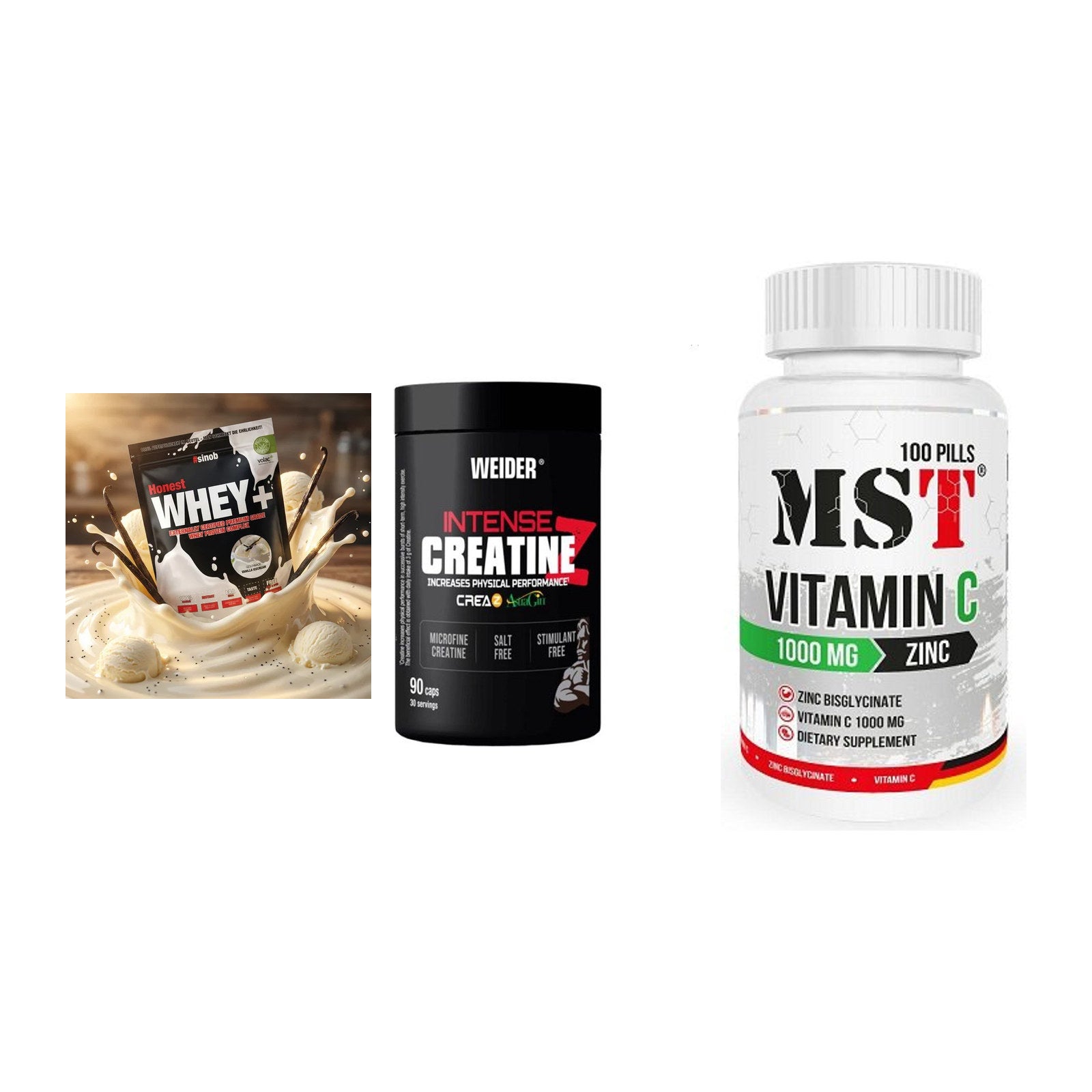 Einsteiger-Set: Sinob Honest + Weider Intense + MST Vitamin C – alle enthaltenen Artikel