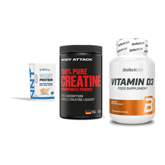 Einsteiger-Set: NNT Whey + Body Attack 100% + BioTech Vitamin – alle enthaltenen Artikel