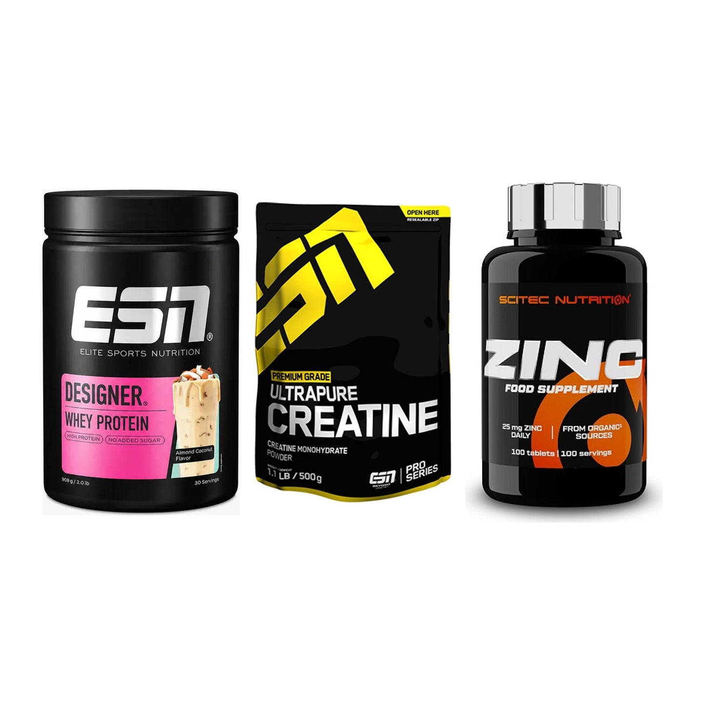 Einsteiger-Set: ESN Designer + ESN Ultrapure + Scitec Zinc – alle enthaltenen Artikel