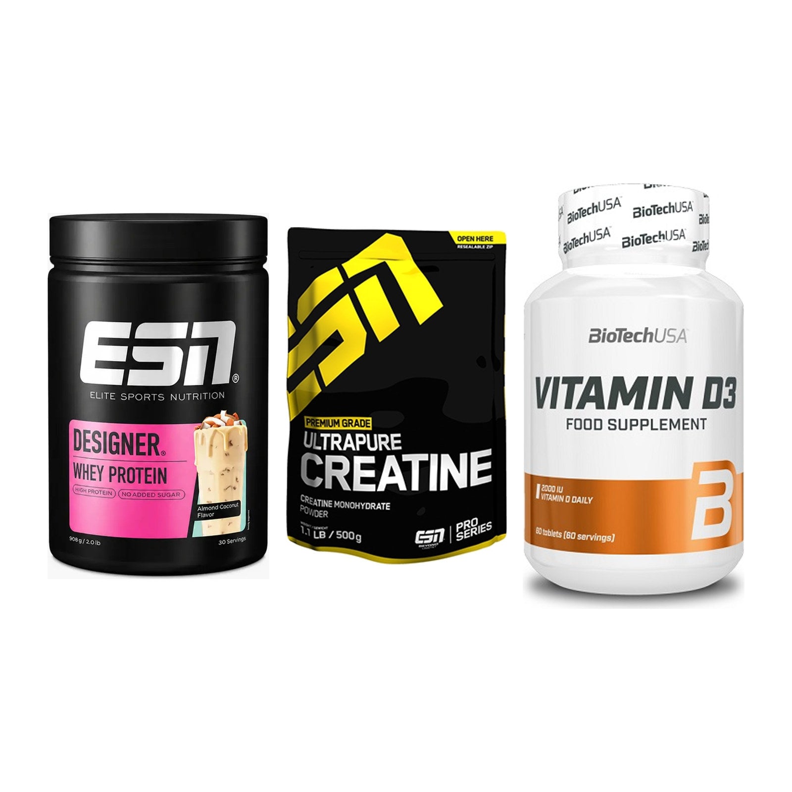 Einsteiger-Set: ESN Designer + ESN Ultrapure + BioTech Vitamin – alle enthaltenen Artikel