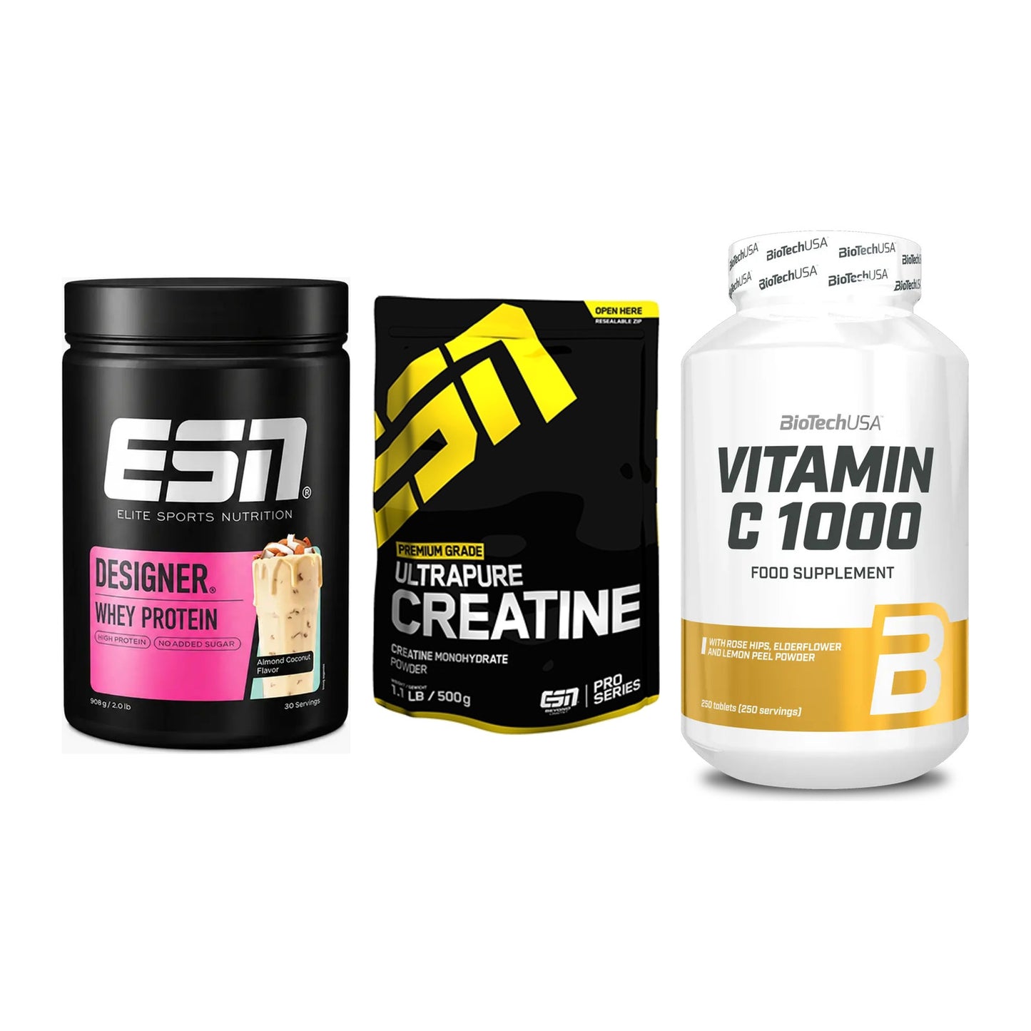 Einsteiger-Set: ESN Designer + ESN Ultrapure + BioTech Vitamin – alle enthaltenen Artikel