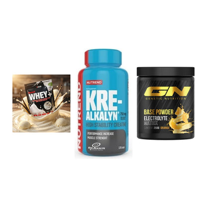 Einsteiger-Set: Sinob Honest + Nutrend Kre-Alka + GN Base Powder – alle enthaltenen Artikel