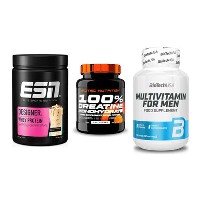 Einsteiger-Set: ESN Designer + Scitec Creatine + BioTech Multivit – alle enthaltenen Artikel
